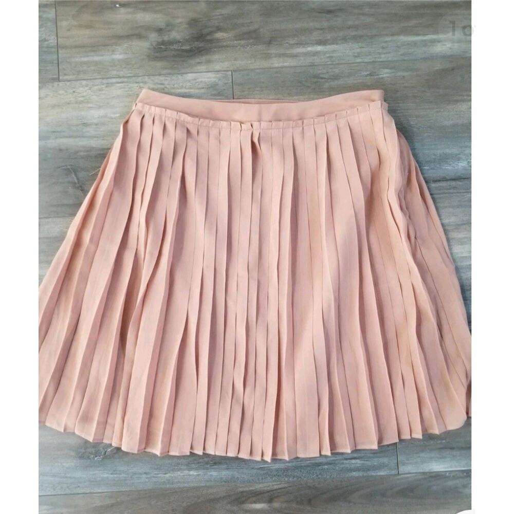 LC Lauren Conrad Fully Lined Women Taupe Pleated Casual Skirt 10 Lightweight